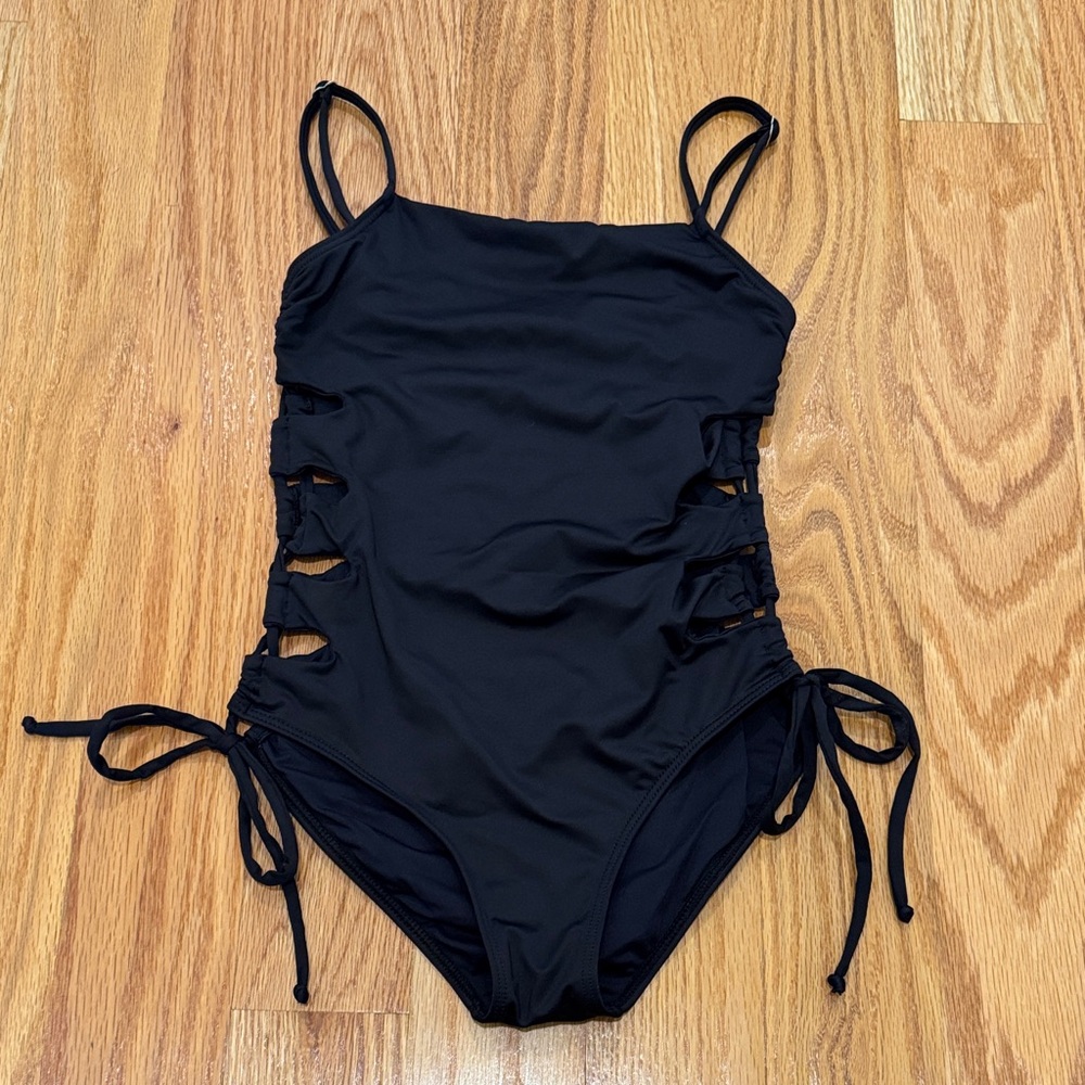 GIRLS size 12 Submarine Black Kids One-Piece Swimsuit
